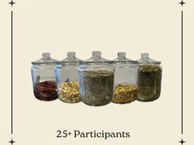 Build-Your-Own Tea Party workshop supplies with herb jars